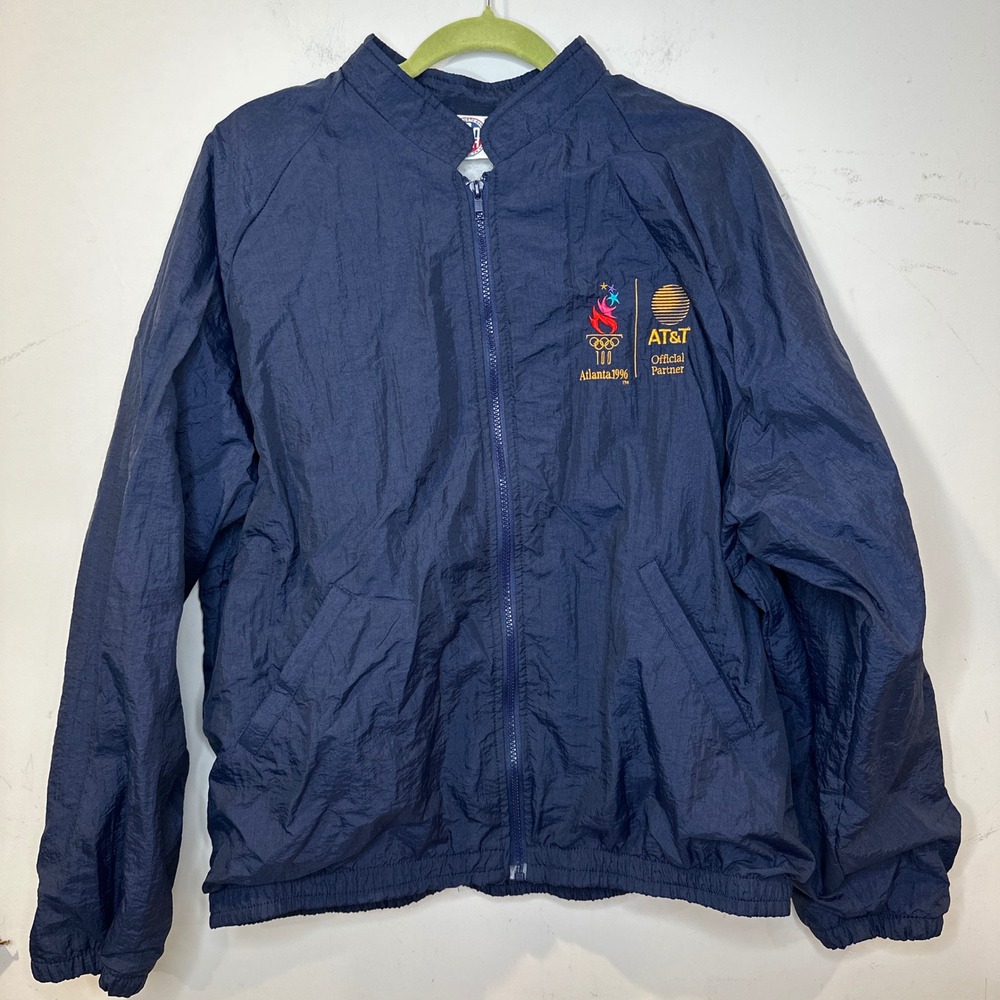 Vintage 1996 Atlanta Olympics AT&T Windbreaker Jacket Navy Track Gorpcore  XL 2X